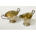 PAIR OF STERLING SILVER SUGAR & CREAM JUG - 6 ozs APPROX