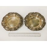 PAIR OF STERLING SILVER EMBOSSED BOWL - 11 ozs