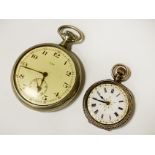 1939 LADIES ENAMELLED SILVER POCKET WATCH & ''LIP'' SILVER POCKET WATCH