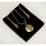 STERLING SILVER OPAL EARRINGS & NECKLACE