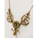 9CT GOLD SEED PEARL VICTORIAN /EDWARDIAN NECKLACE