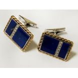 GOLD LAPIS LAZULI & DIAMOND CUFFLINKS - ONE OFF DESIGN