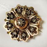 18CT GOLD TESTED OLD CUT DIAMOND BROOCH - APPROX 6.9 GRAMS