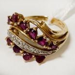 14CT GOLD RUBY & DIAMOND RING - SIZE N - 6 GRAMS APPROX