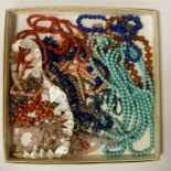 QTY OF BEADED NECKLACES - LAPIS, CORAL