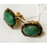 GOLD JADE & CABOUCHON CUFFLINKS - ONE OFF DESIGN