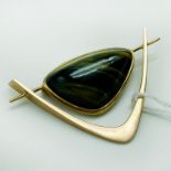 9CT GOLD TIGERS EYE BROOCH