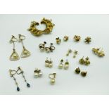 THIRTEEN PAIRS OF 9CT GOLD EARRINGS