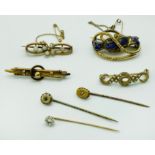 SEVEN VICTORIAN BAR / PIN BROOCHES