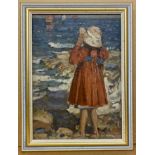 GARNET RUSKIN WOLSELEY OIL ON CANVAS YOUNG GIRL BY THE SEASHORE