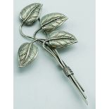 CHARLES HORNER STYLE STERLING SILVER LEAF BROOCH