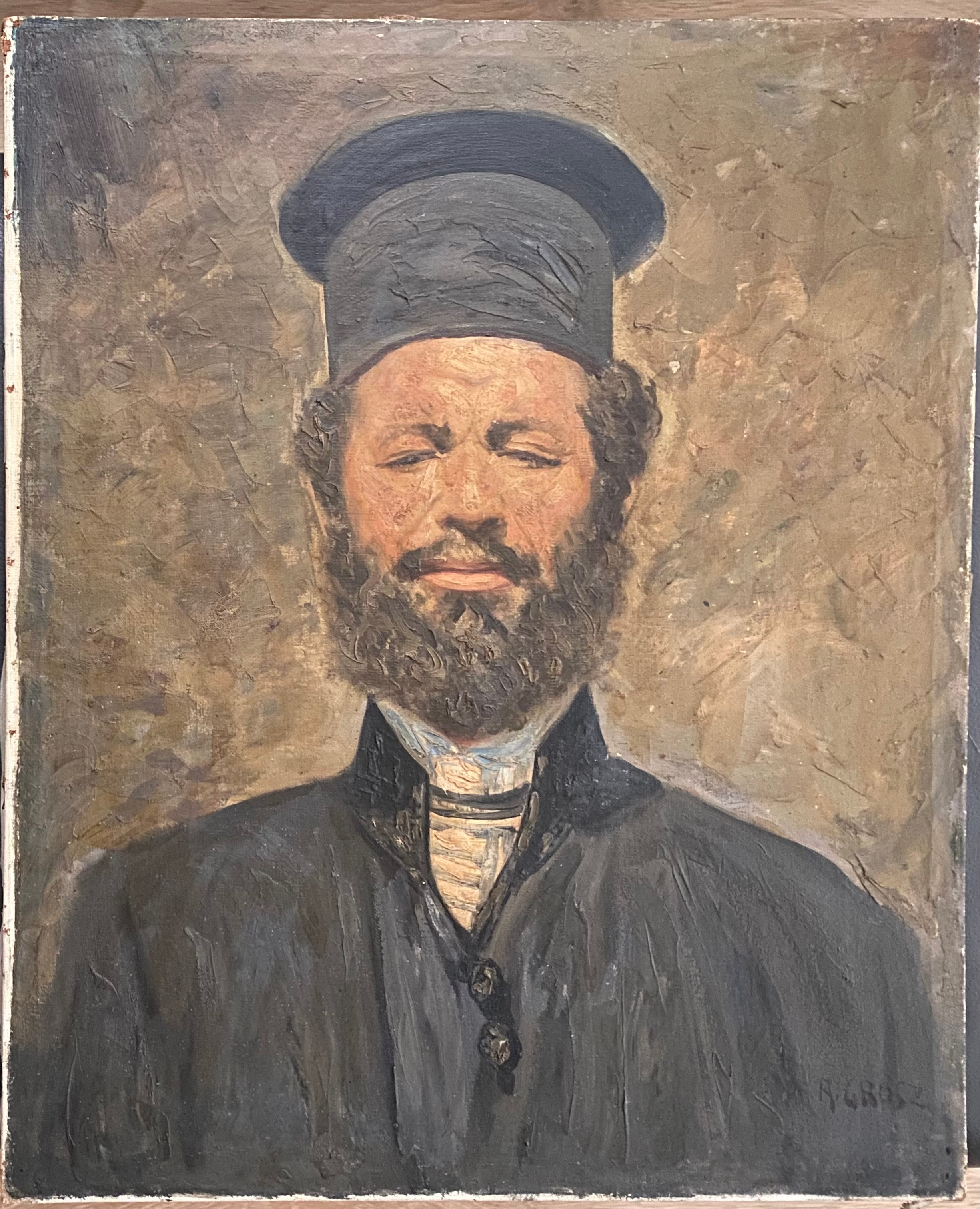 August Ignatz Grosz (1847-1917). Austrian. Oil on canvas. “A Greek Orthodox Priest in Jerusalem”.