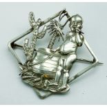 VINTAGE SOUTH AFRICAN TRIBAL SILVER BROOCH BY JOE CALAFATO OF CANDIDA