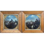 17th Century Italian School. A pair of oils on canvas. “Battle Scenes with Cavalry and Horses”.