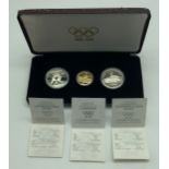 1896-1996 OLYMPIC GOLD AND SILVER COIN PROOF SET WITH COA - GREECE