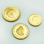 THREE GOLD COINS 1/10 KRUGERRAND & 1R KRUGERRAND & 2R KRUGERRAND