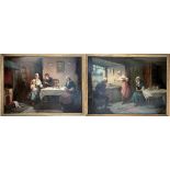 Alexander Rosell Pair of oils on canvas. “Interior Scenes The Letter and Feeding the Child”.