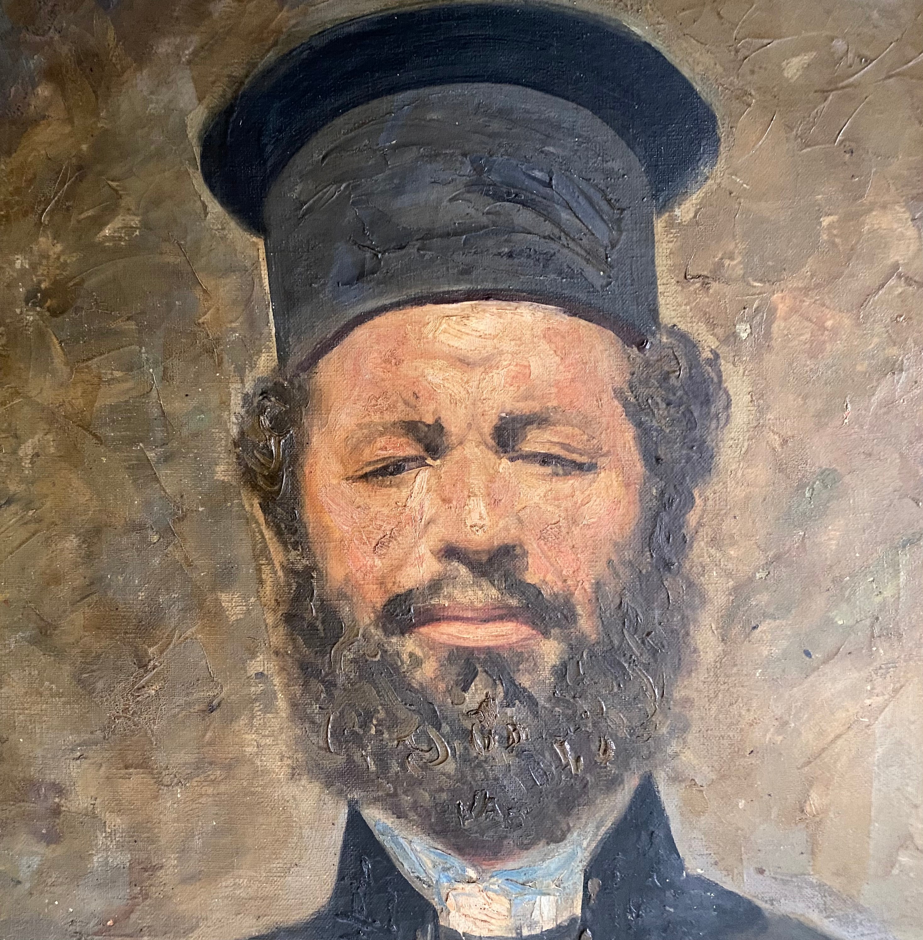August Ignatz Grosz (1847-1917). Austrian. Oil on canvas. “A Greek Orthodox Priest in Jerusalem”. - Image 2 of 9