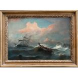 Petrus Paulus Schiedges (1813-1876). Dutch. Oil on panel. “To the Rescue”. Signed.