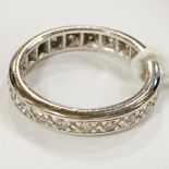 18CT WHITE GOLD, TESTED ETERNITY RING WITH DIAMONDS - SIZE L - APPROX 4.6G