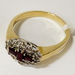 18CT GOLD RUBY & DIAMOND RING SIZE O - APPROX 4.9G