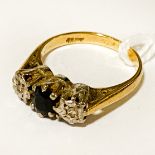 18CT GOLD DIAMOND & GEMSTONE RING - APPROX 3.5G - SIZE H