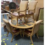 ORNATE MARBLE TILE TABLE & 6 CHAIRS