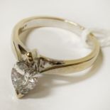 18CT WHITE GOLD & MARQUISE CUT DIAMOND RING - APPROX 71 POINT SIZE H