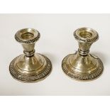 PAIR STERLING SILVER DWARF CANDLESTICKS