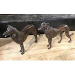 PAIR BRONZE GREYHOUNDS 17CMS (H) APPROX