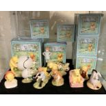 ROYAL DOULTON WINNIE COLLECTION 11 FIGURES & MONEY BOX