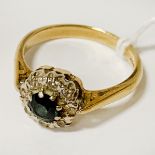 18CT GOLD SAPPHIRE & DIAMOND RING - SIZE K - APPROX 3.2G