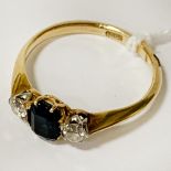 18CT GOLD SAPPHIRE & DIAMOND RING - SIZE L - APPROX 2.4G