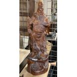 LARGE CARVED WOOD CHINESE FIGURE 78CMS (H) APPROX