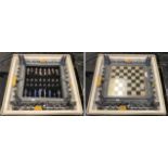 GUARDIANS OF THE FORTRESS CHESS SET IN METAL IN BOX BY FRANKLIN MINT - COMPLETE