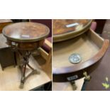 EMPIRE STYLE SIDE TABLE WITH DRAWER & COIN