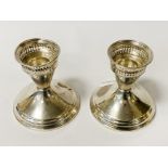 PAIR STERLING SILVER CANDLESTICKS 9CMS(H) APPROX