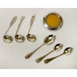 VARIOUS SILVER SPOONS & SILVER FRAME