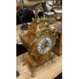 FRENCH BRONZE & PAINTED MANTLE CLOCK - 40 CMS (H) APPROX