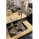 ELKINGTON & CO - A PAIR OF EARLY ORNATE CANDELABRA'S - A/F ONE NEEDS JOINING REPAIR