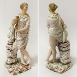 STRASBOURG FAIENCE FIGURE 1740'S SAVOYARD LADY WITH HAMMER & MALLET 20CMS (H) APPROX