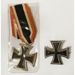 IRON CROSS 1ST CLASS WW1 WITH IRON CROSS 2ND CLASS WW2