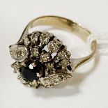 14CT GOLD DIAMOND & SAPPHIRE RING - SIZE J