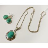 STERLING SILVER & TURQUOISE NECKLACE & EARRING SET