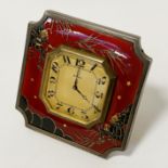 8 DAY ENAMELLED SILVER CLOCK