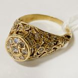 18CT GOLD (TESTED) DIAMOND ENCRUSTED RING - SIZE M