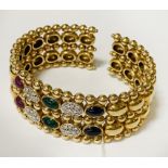 18CT GOLD BANGLE BEJEWELLED & DIAMOND SET