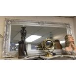 SILVER EFFECT SWEPT BEVELLED MIRROR - 170CMS X 84CMS