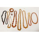 QTY. OF NECKLACES INCLUDING BUTTERSCOTCH AMBER & OTHER AMBER