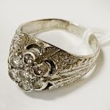 SILVER & DIAMOND RING - SIZE Q